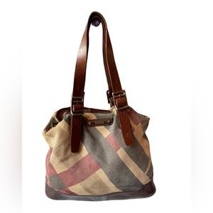 Burberry Beige/Brown Mega Check Canvas Tote